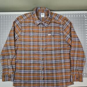 Lee CPO Overshirt Medium Flannel Plaid Shirt Heavyweight Skin Fit Hand Pockets